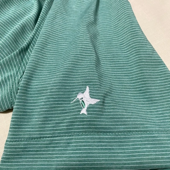 Peter Millar Summer Comfort Men’s XL Green & White Striped Short Sleeve Shirt. - Picture 8 of 10